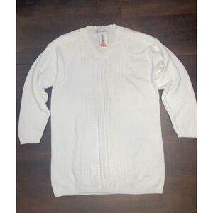 NWT Knit Stitches White Cotton Sweater Womens Size Large